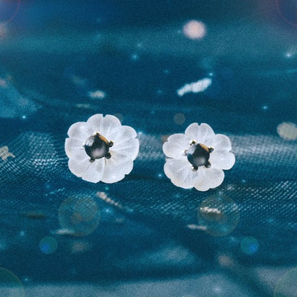 Sterling Silver Natural Lapis lazuli Flower Earrings Studs Nature Jewelry - Picture 4 of 8